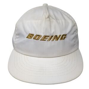 Boeing Snapback Hat White One Size Adjustable Embroidered Vent Holes